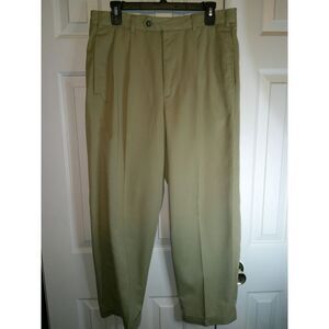 Lyle &‎ Scott Khaki Dress Pants Classic Pleated Business Casual Trousers 32W 30L